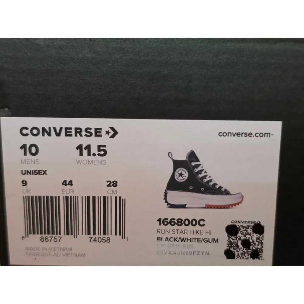 Converse Run Star Hike Hi – Black/White/Gum – BNIB – Men’s 10 / Women’s 11.5